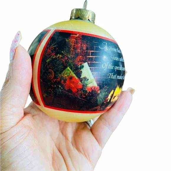 Vintage Hallmark Holiday Greetings Christmas At Home Ornament Dated 1980 in Box
